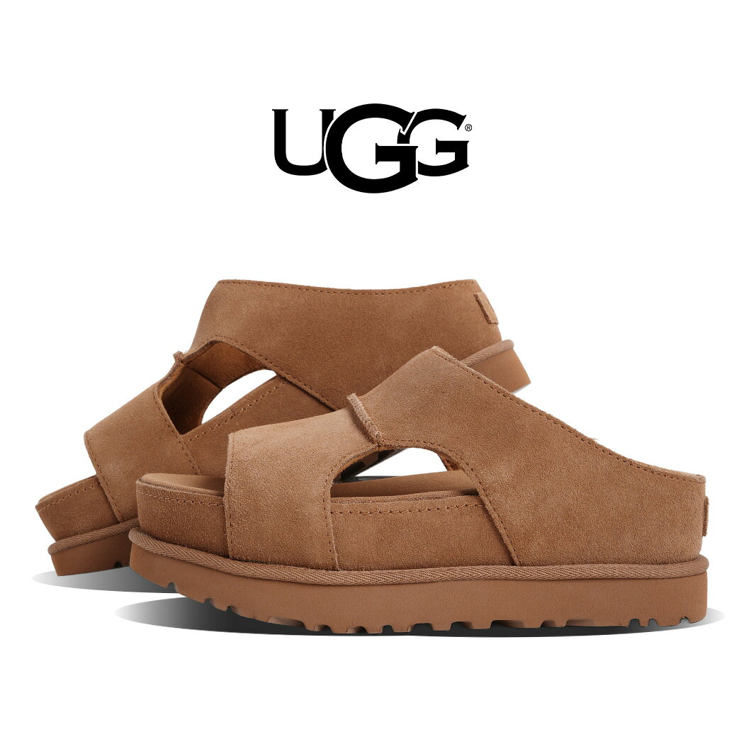 樂天商城 - 【お買い物マラソン限定クーポン配布中!!】UGG アグ ゴールデンスター ハイ カットアウト スライド サンダル GOLDENSTAR HI CUTOUT SLIDE CHESTNUT ( チェスナッツ スエード 厚底 ベージュ レディース 1175132 )