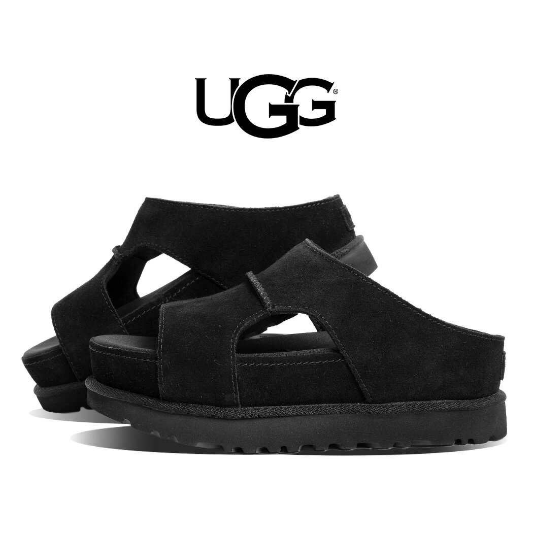 【お買い物マラソン限定クーポン配布中！！】UGG アグ ゴールデンスター ハイ カットアウト スライド サンダル GOLDENSTAR HI CUTOUT SLIDE BLACK ( ブラック 黒 厚底 スエード レディース 1175132 )