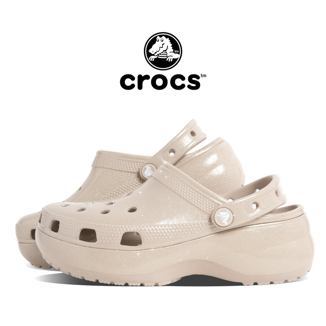 樂天商城 - 【お買い物マラソン限定クーポン配布中!!】crocs クロックス 厚底 クラシック プラットフォーム シャイン クロッグ サンダル CLASSIC PLATFORM ULTRA SHINE CROG DULCE ( ベージュ レディース 213228-2NM )