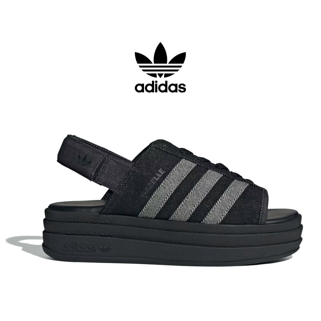樂天商城 - 【15時までのご注文で即日発送！！】adidas アディダス ガゼル ボールド 厚底 サンダル GAZELLE BOLD SANDALS CORE BLACK DENIM ( かわいい 盛れる おしゃれ 黒 ブラック デニム ストラップ ベルト レディース ウィメンズ KI0007 )
