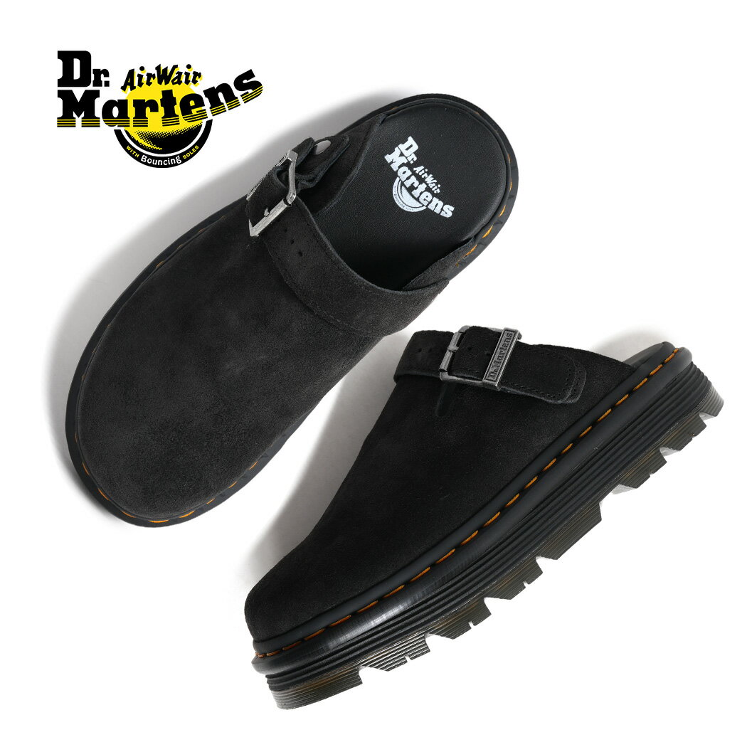 樂天商城 - 【お買い物マラソン限定クーポン配布中!!】Dr.Martens ドクターマーチン ZEBZAG ゼブザグ ミュール スリング バック シューズ サンダル BLACK ( スエード スリッポン クロッグ イエローステッチ 革靴 メンズ レディース 31657001 )