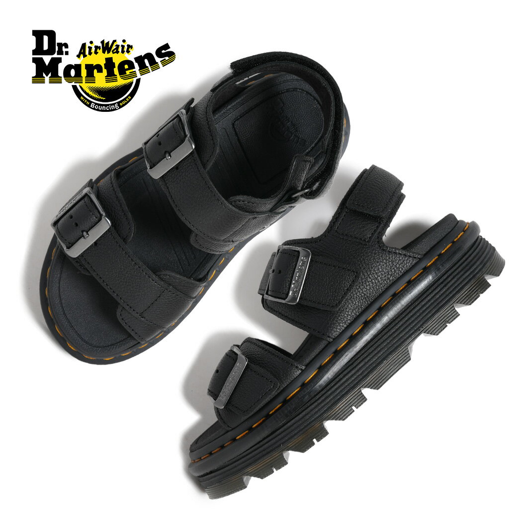 樂天商城 - 【お買い物マラソン限定クーポン配布中!!】Dr.Martens ドクターマーチン ZEBZAG SANDAL ゼブザグ サンダル BLACK ( スエード 黒 ブラック ストラップ イエローステッチ 革靴 メンズ レディース 43398001 )