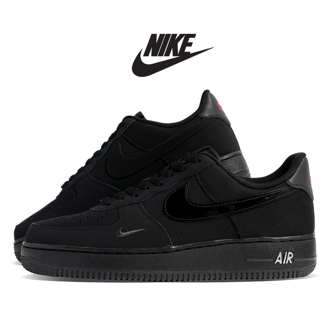 NIKE ナイキ エア フォース ローカット スニーカー AIR FORCE 1 LOW `07 BLACK PATENT SWOOSH ( ブラック 黒 パテント エナメル メンズ IR0199-010 )