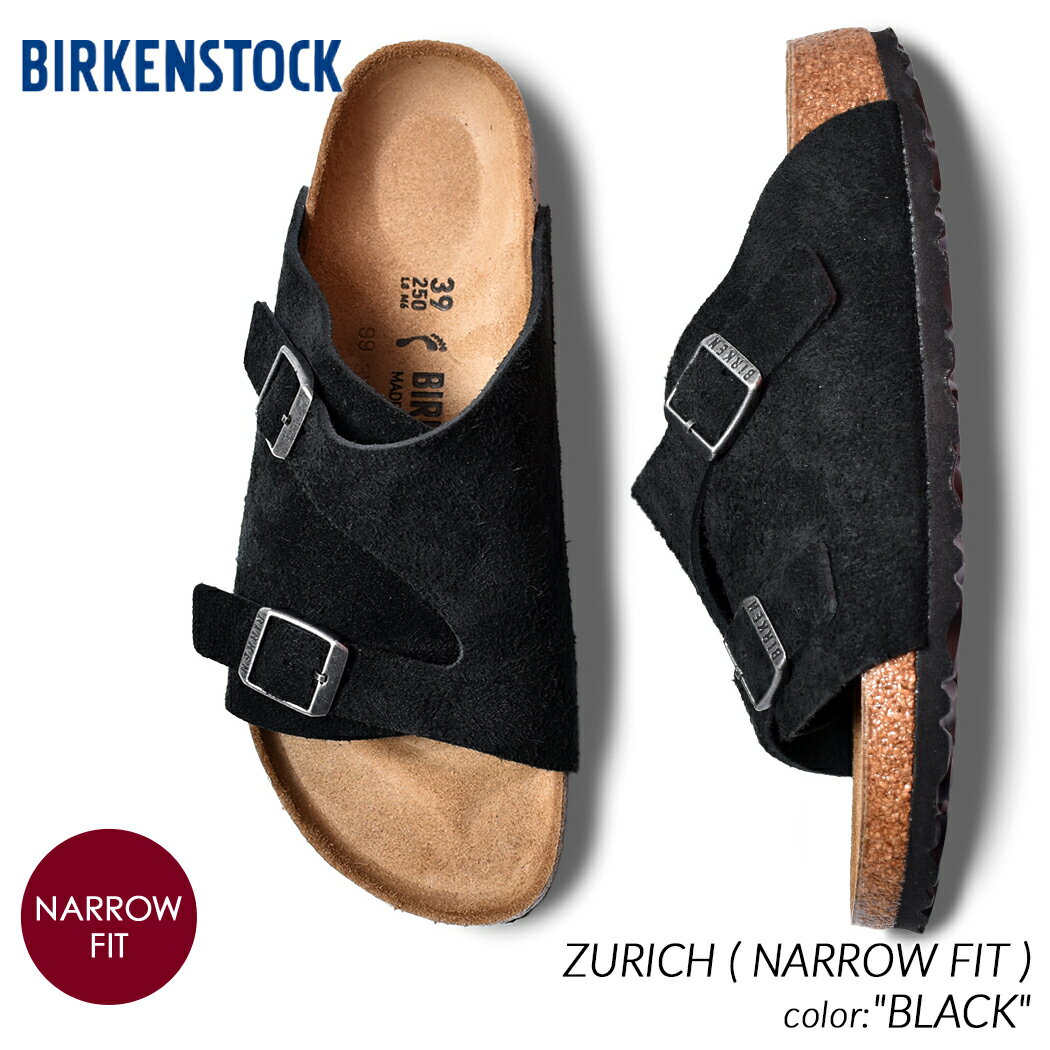 BIRKENSTOCK ZURICH ( NARROW FIT ) BLACK ビルケンシュトック チューリッヒ スエード サンダル ( メンズ レディース ウィメンズ スライド 黒 ブラック SANDAL スライド BOSTON ボストン 1025060 )