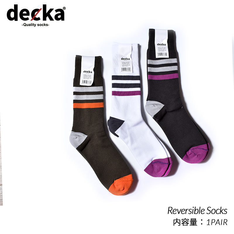 decka -quality socks- Reversible Socks デカ クウォリティー リバーシブル ソックス ボーダー ライン ( メンズ レディース ウィメンズ 靴下 )