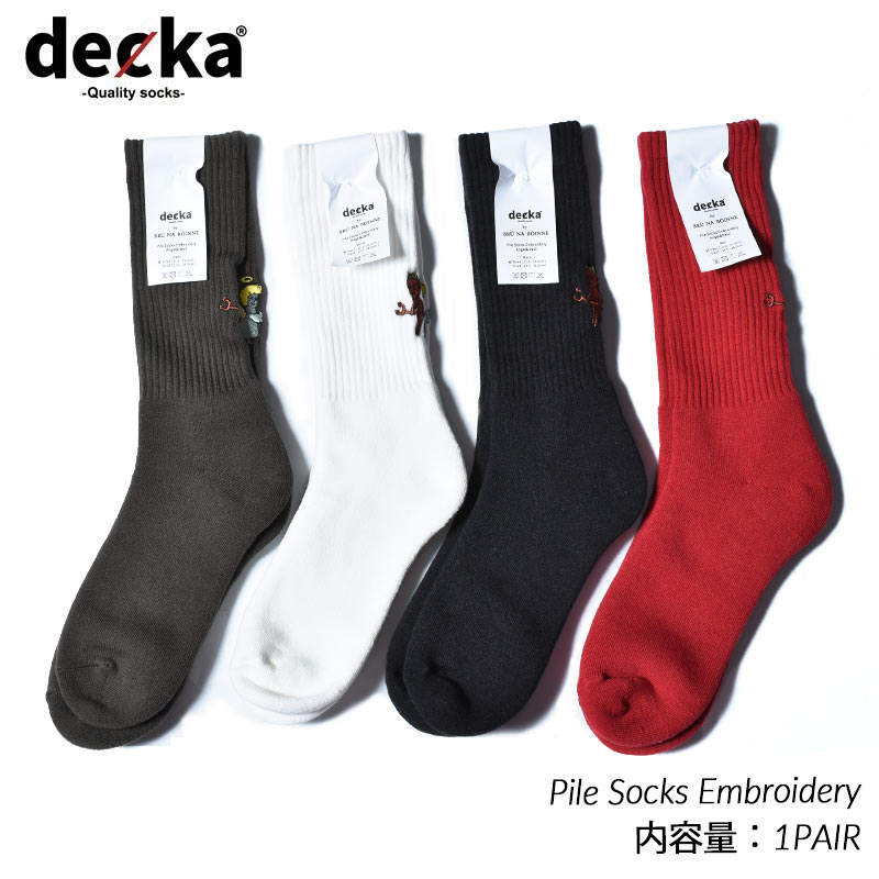 デカ 靴下 レディース decka -quality socks- Pile Socks - Embroidery AngelDevil デカ クオリティー パイルソックス ショートレングス ソックス 靴下 ( メンズ レディース ウィメンズ 靴下 de-25-2 )