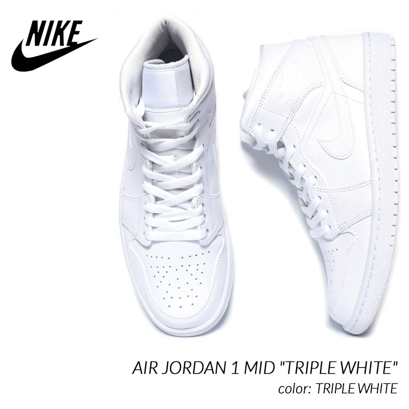 NIKE AIR JORDAN 1 MID "TRIPLE WHITE" ナイキ エア ジョーダン 1 ミッド スニーカー ( 白 ホワイト メンズ 554724-130 )