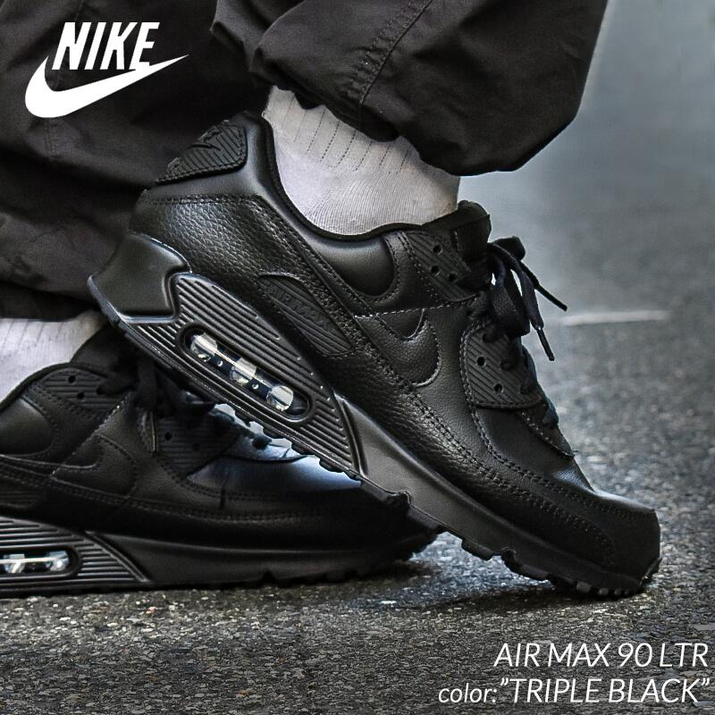 NIKE AIR MAX 90 LTR TRIPLE BLACK ナイキ エアマックス レザー スニーカー ( 黒 ブラック メンズ レディース ウィメンズ CZ5594-001 )