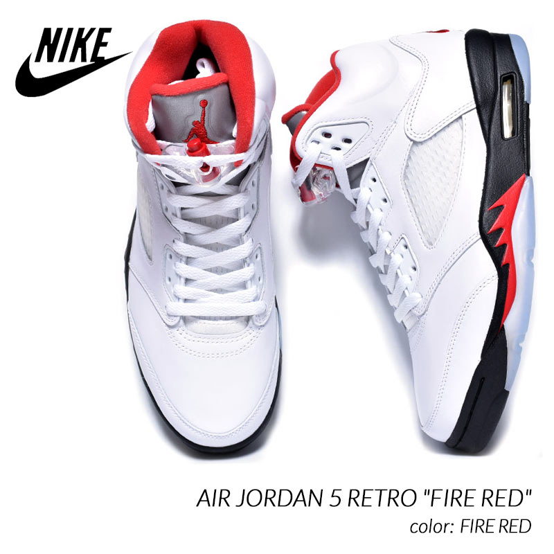NIKE AIR JORDAN 5 RETRO "FIRE RED" ナイキ エア ジョーダン 5 スニーカー ( ファイヤレッド 白 赤 ホワイト レッド DA1911-102 )のサムネイル