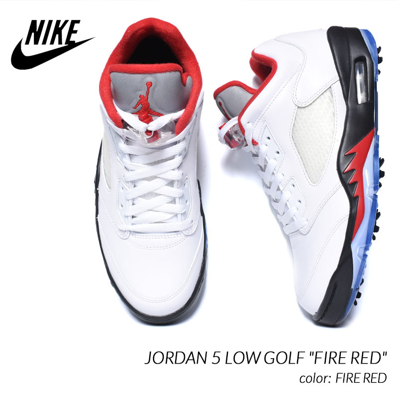 ナイキ NIKE JORDAN 5 LOW GOLF "FIRE RED" ナイキ ジョーダン ロー ゴルフ スニーカー ( ファイヤレッド 白 赤 ゴルフシューズ メンズ CU4523 100 )