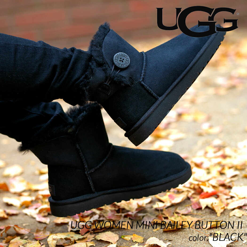 UGG WOMEN MINI BAILEY BUTTON II BLACK アグ ウィメンズ ムートンブーツ ミニ ベイリー ボタン 2 レディース ( BLACK 黒 ブラック レディース ウィメンズ BOOTS 1016422 )