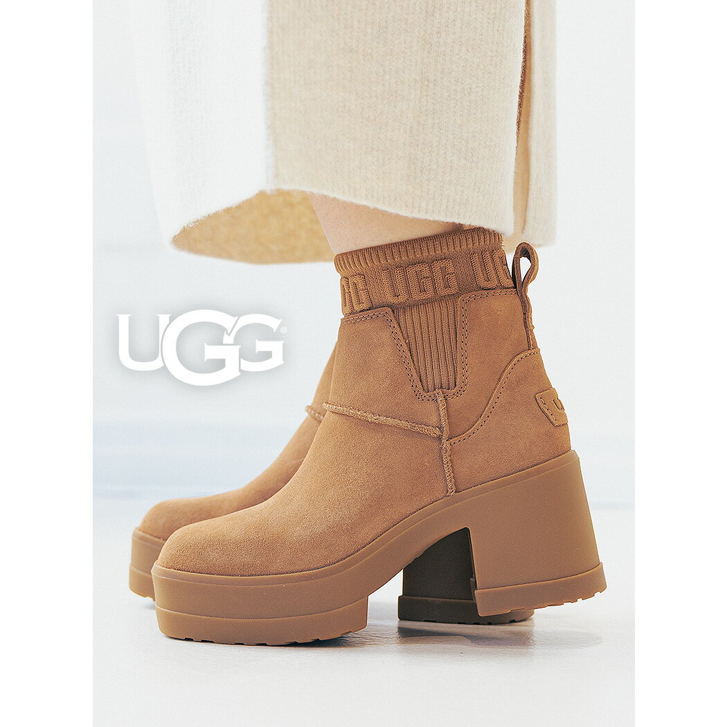 【15時までのご注文で即日発送！！】UGG アグ モクシー チェルシー ブーツ BOOTS MOXY CHELSEA CHESTNUT ( ヒール ベージュ スエード チェスナッツ レザーブーツ サイドゴア 1173724-CHE )