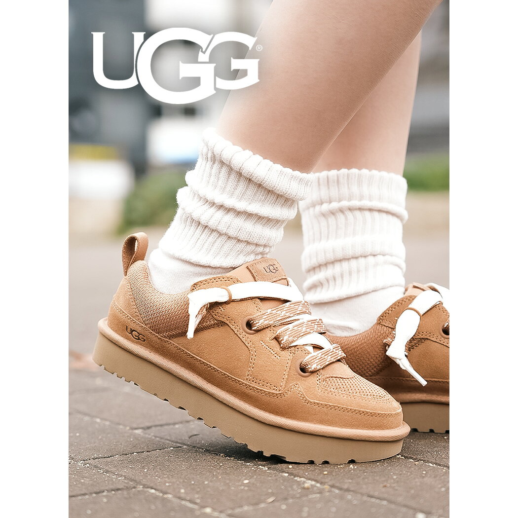 樂天商城 - 【お買い物マラソン限定クーポン配布中!!】UGG アグ ボリューム 厚底 ロー ローメル スニーカー LO LOWMEL CHESTNUT ( チェスナッツ ベージュ スエード レディース レザースニーカー 1168890-CHE )
