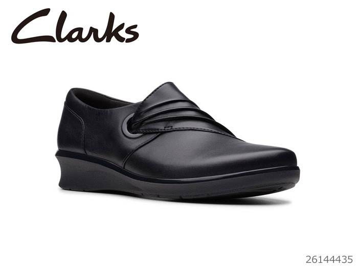 CLARKS クラークス シューズ レディース Hope Shine Black Leather 26144435