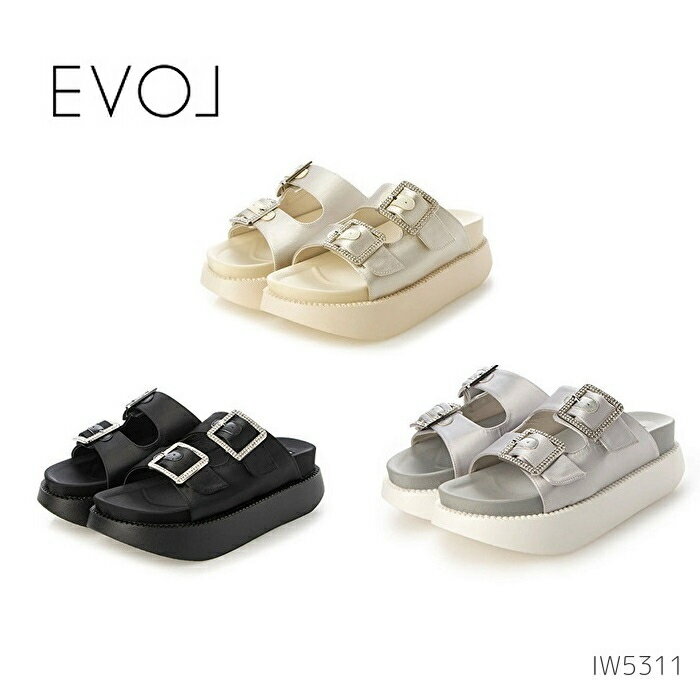 EVOL イーボル スクエア ストーンバックル 厚底サンダル IW5311 レディース シューズ 靴 ビジューバックル 厚底 サンダル ボリュームソールのサムネイル