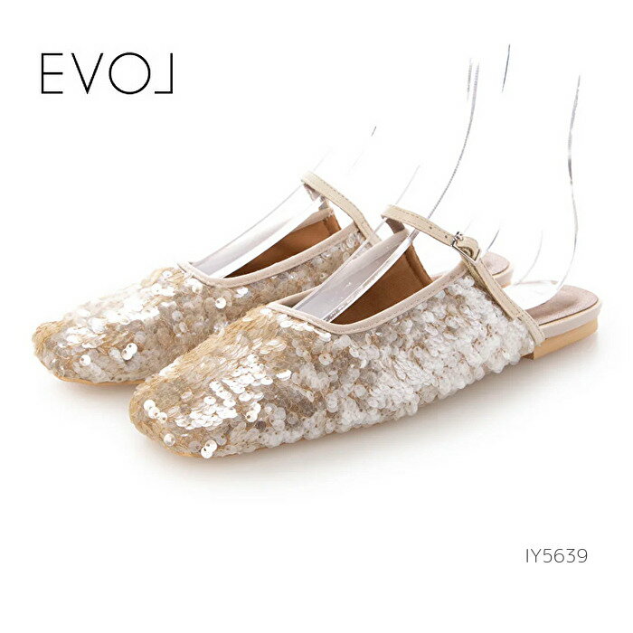 EVOL イーボル ソフトスクエアフラットミュール IY5639 レディース シューズ 靴 ストラップ フラット パンプス ミュール