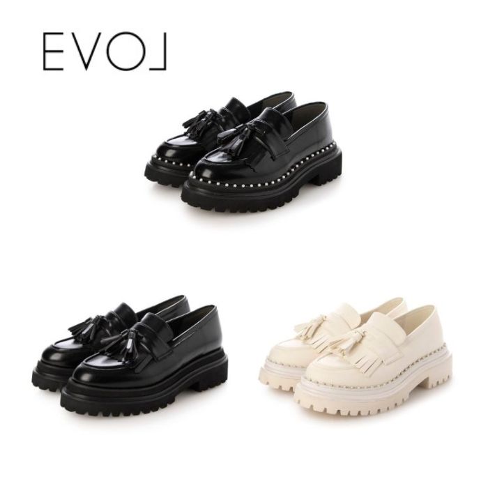楽天高級靴　Discount　Shop　precious【全品ポイントプラス10倍！要エントリー】 EVOL イーボル パールコバキルト タッセル ローファー IY5659 レディース 厚底 トラックソール スタイルアップ シューズ 靴