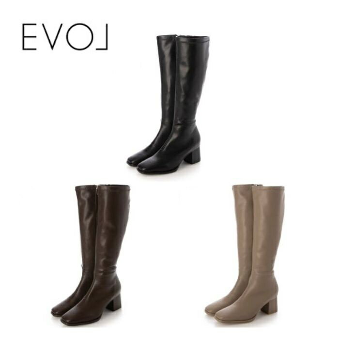 【エントリーで全品ポイントプラス10倍！】 EVOL イーボル 晴雨兼用 ストレッチスクエアロングブーツ IZ5813 ブーツ レディース ロングブーツ インヒール スタイルアップ シューズ 靴のサムネイル