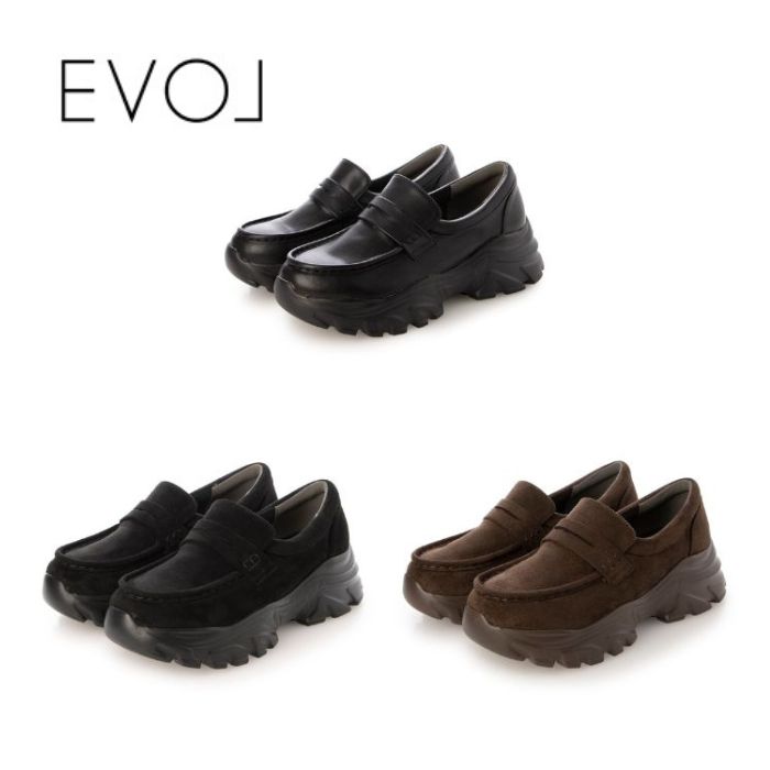 EVOL イーボル 軽量 スニーカーソールローファー IZ5849 レディース カジュアル 厚底 ローファー 靴