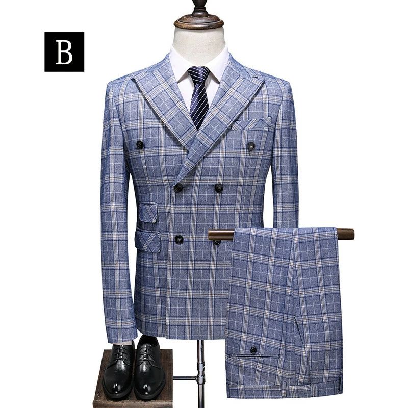 【50%OFFクーポン】メンズスーツ 3ピーススーツ ビジネススーツ メンズスーツスリーピーススーツ 4つボタンスーツ メンズ スリムスーツ 男性用 紳士服 大きいスーツ セットアップ ファッション オシャレ 高品質 フォーマル 結婚式 全4色 スーツスーツ チェック柄