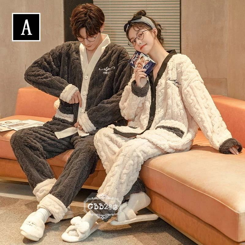【50%OFFクーポン】ペア パジャマ ルームウェア 冬用 上下セット カップルペアルック ペアルック 厚手 暖かい もこもこ 大きいサイズ ナイトガウン 部屋着 おしゃれ 寝巻き ナイトウェア 単品売り 7タイプ M L XL 2XL 3XL レディース メンズ 長袖 フランネル