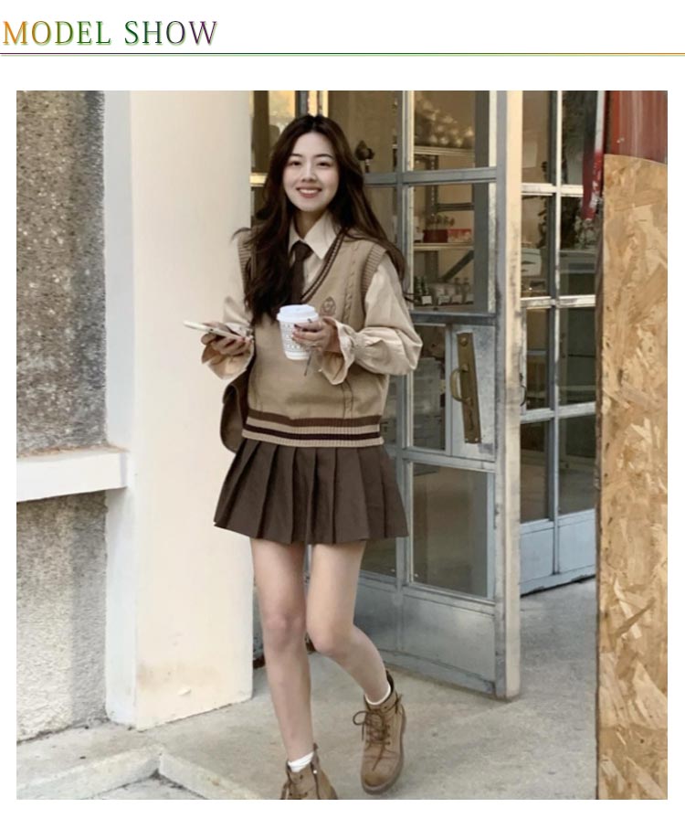 送料無料 女子 jk制服 4点セット 上下セット 韓国 制服 コスチューム JKコスプレ ニットベスト 長袖 白シャツ おしゃれ プリーツスカート ネクタイ 高校生 高校生 中学生 学生服 学生 春秋冬用 スクール仮装