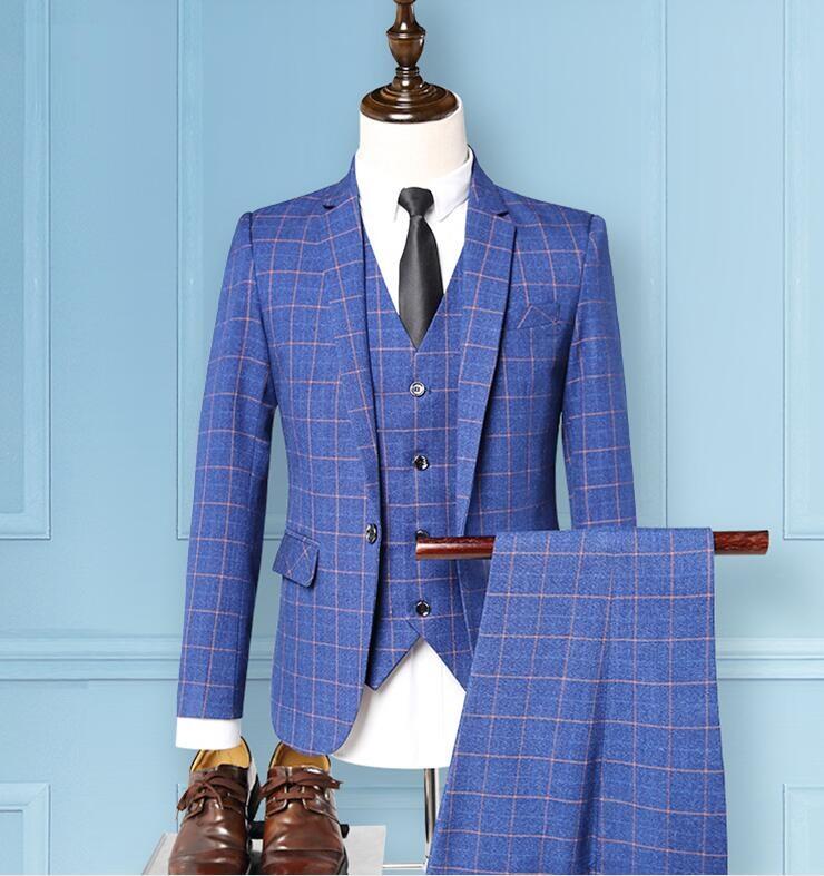 【クーポン最大1000円OFF!】スリーピース チェック柄メンズスーツ 高級感 冠婚葬祭 オフィス ビジネス セレモニー フォーマル カジュアル 結婚式 二次会 卒業式 通勤就活面接 お呼ばれ パーティー 司会 大きいサイズM・3XL タキシード 長袖 細身 紳士服 礼服