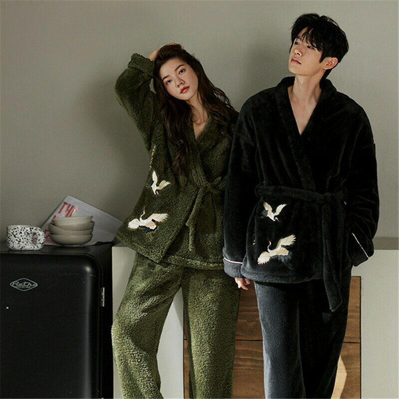 【クーポン利用で最大1000円OFF!】ペアパジャマ もこもこ 冬 男女2着 セット 防寒 ルームウェア おしゃれ ペア 長袖 前開き レディース 夫婦 メンズ 上下セット 秋 結婚祝い プレゼント お祝い お揃い ギフト 記念日 部屋着 セットアップ カップル パジャマ