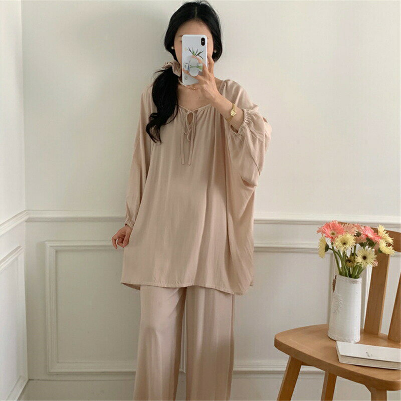 【クーポン利用で最大1000円OFF!】パジャマ レディース 冬用 長袖 ルームウェア セットアップ ゆったり 春 薄手 九分袖 上下セット 大人 10分丈 冬 ロングパンツ おしゃれ 部屋着 秋冬 スウェット 寝巻き 可愛い きれいめ 秋 綿 大きいサイズのサムネイル