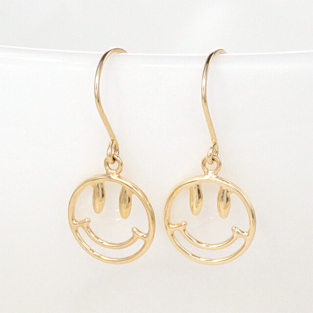 クーポン配布中 スマイル ニコちゃん ピアス レディース 10金 k10 10k YG イエローゴールド シンプル 華奢 フック 繊細 可愛い プレゼント ギフ...