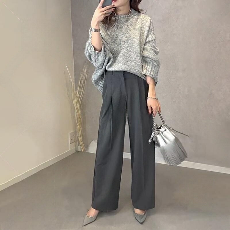 楽天スーパーSALE10%OFF ニットセーター 秋冬 レディース ワイドパンツ ニットパンツ 2点セット 30代 4..