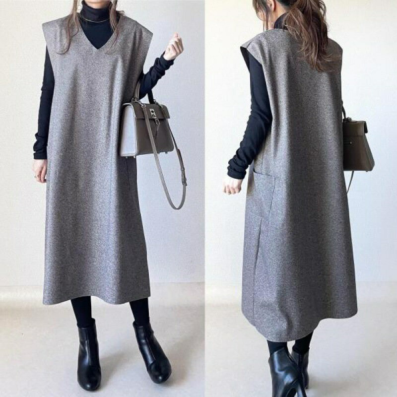 楽天スーパーSALE10%OFF ニットセーター ワンピ 2点セット インナー ワンピース ハイネック Vネック ロ..