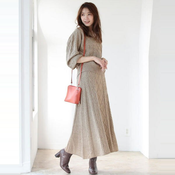 楽天スーパーSALE10%OFF セットアップ レディース 秋 冬 ニット セーター ニット スカート プリーツ ス..