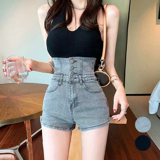 デニム ショートパンツ ハイウエスト美脚 デニム ショートパンツ ハイウエスト美脚