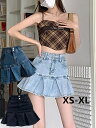 スカート デニム カラーヘビーツ デニム ミニスカート ハイウエスト 夏 秋 ウエスト 韓国風 着痩せ !(4)