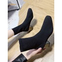 Fashion THE SALE 10%off ショートブーツ レディース ソックスブーツ ストレッチ ニット ショート丈 楽ちん フィット 無地 シンプル 太...