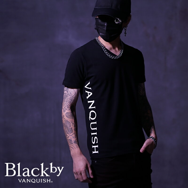 Tシャツ メンズ ブランド ブラックバイヴァンキッシュ Black by VANQUISH バンキッシュ V系 Vネック ヴィジュアル系 ファッション 半袖..