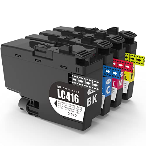 Brother LC416-4PK 互換インクカートリッジ 染料 ブラザー インク LC416 4色セット LC416BK LC416C LC416M LC416Y 残量表示可能 個別包装 対応機種：DCP-J4140N MFC-J4440N MFC-J4540N MFC-J4940DN【Inkshop】