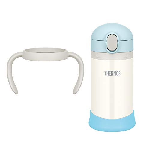 サーモス(THERMOS) まほうびんのベビーストローマグ FJL-350 ブルーホワイト (BLWH) 350ml 水筒 子供 ステンレス製魔法びん構造 スペアストローセット付き 扱いやすいワンタッチオープン 水滴飛び散り防止機能搭載 4562344378390