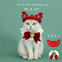 ペットコスチューム 蝶結び 帽子 2点セット クリスマス風 猫 犬 キャット ドッグ ネックレス 可愛い 猫用首輪 かわいい おしゃれ クリスマスネックレス ク...