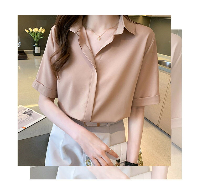 送料無料 レディース シャツ 半袖 フォーマル ブラウス スーツ シャツ 女性 ビジネス オフィス OL 通勤 夏服 シャツ トップス 事務服 無地 仕事用 カジュアル 大人 オフィス カジュアル 形態安定 冷感シャツ S M L XL 2XL pregalostore-10002737 pregalostore サンプル画像3