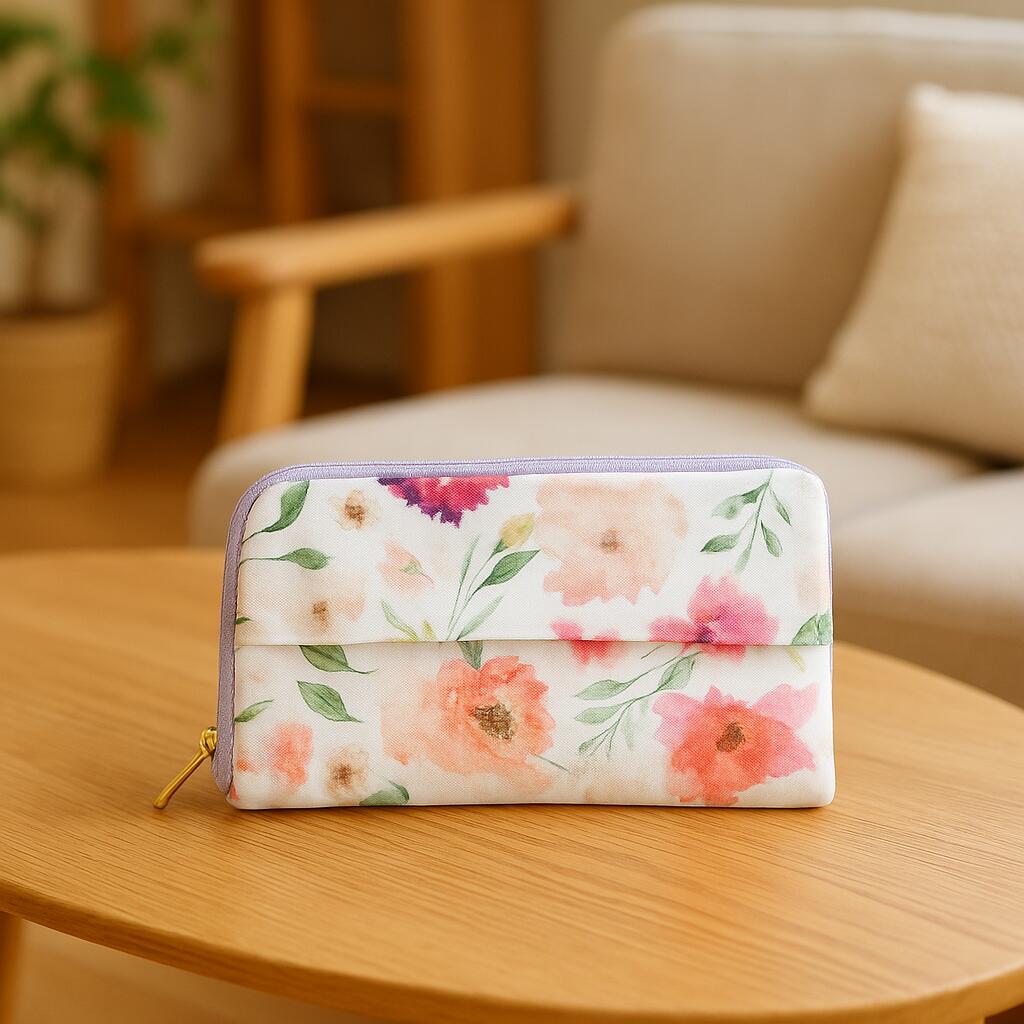 【新春初売SALE】花柄 マルチポーチ お薬手帳ケース マスク収納 大容量 ファスナー付き 通院ポーチ 母子手帳 おしゃれ かわいい レディース　【507】