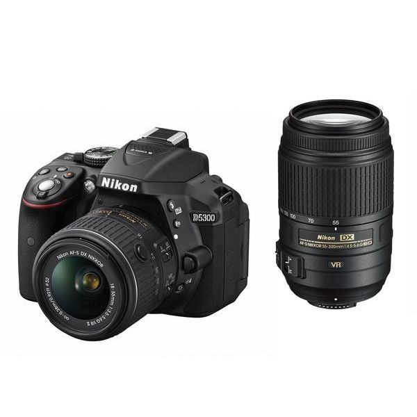 【中古】【1年保証】【美品】Nikon D5300 18-55mm 55-300mm VR ブラック ダブルズームキット