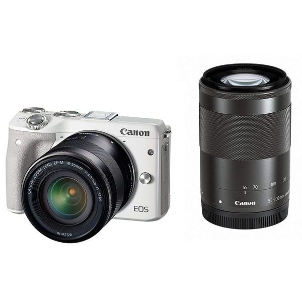 Canon EOS M3 18-55mm 55-200mm ダブルズームキット ホワイト