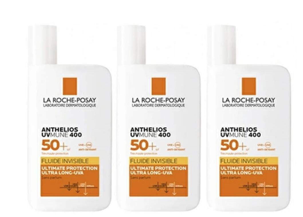 ラロッシュポゼ　SPF50アンテリオス UVMUNE 400 50ml ×3本　老化の原因は紫外線！色白は七難を隠す！フランス人の白肌をキープしているフランスナンバー1日焼け止め　敏感肌にも使えます！