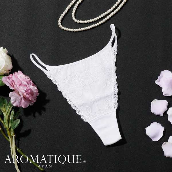 アロマティック AROMATIQUE ソング タンガ ショーツ Tバック レディース インナー 下着 レース セクシー コットン 綿 コットン100% 日本製 国産 かわいい ギフト プレゼント 白 M L E663AR At016 ホワイト