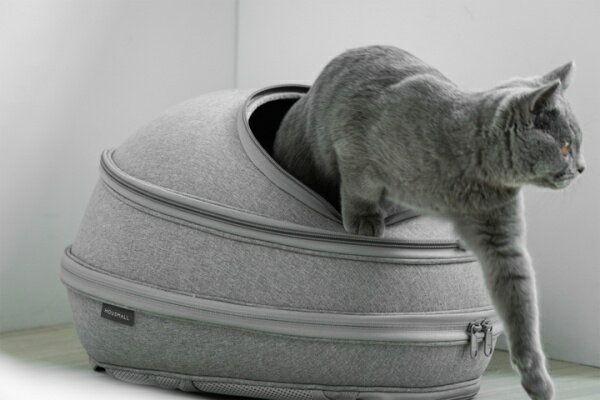 EGGYリュック型猫ハウスねこネコ屋内外兼用キャットハウスリュックお出かけ旅行移動持ち運びキャリーメッシュ素材EVA素材安全丸洗い可能収納ポケット小型犬ストレスフリーグレーEGGY