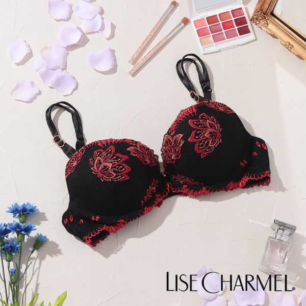 20%OFF セール リズシャルメル LISE CHARMEL ブラジャー モールドカップブラ ECRIN DESIR 憧れの宝石箱 レディース 下着 インポート 高級 ランジェリー ギフト セクシー レース 刺繍 黒 赤 ブラック レッド 85D 90D ACG8515D Lc380