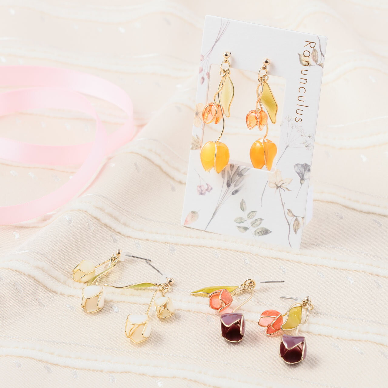 【20%OFF】 ピアス チューリップ 花 ドロップピアス バイカラー アクセサリー ステンレス 大ぶり 大人 女性 レディース おしゃれ かわいい お祝い 誕...