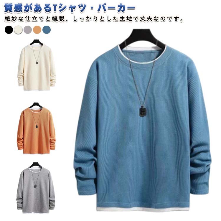 カットソー レイヤード風 長袖 春 トップス t...の商品画像